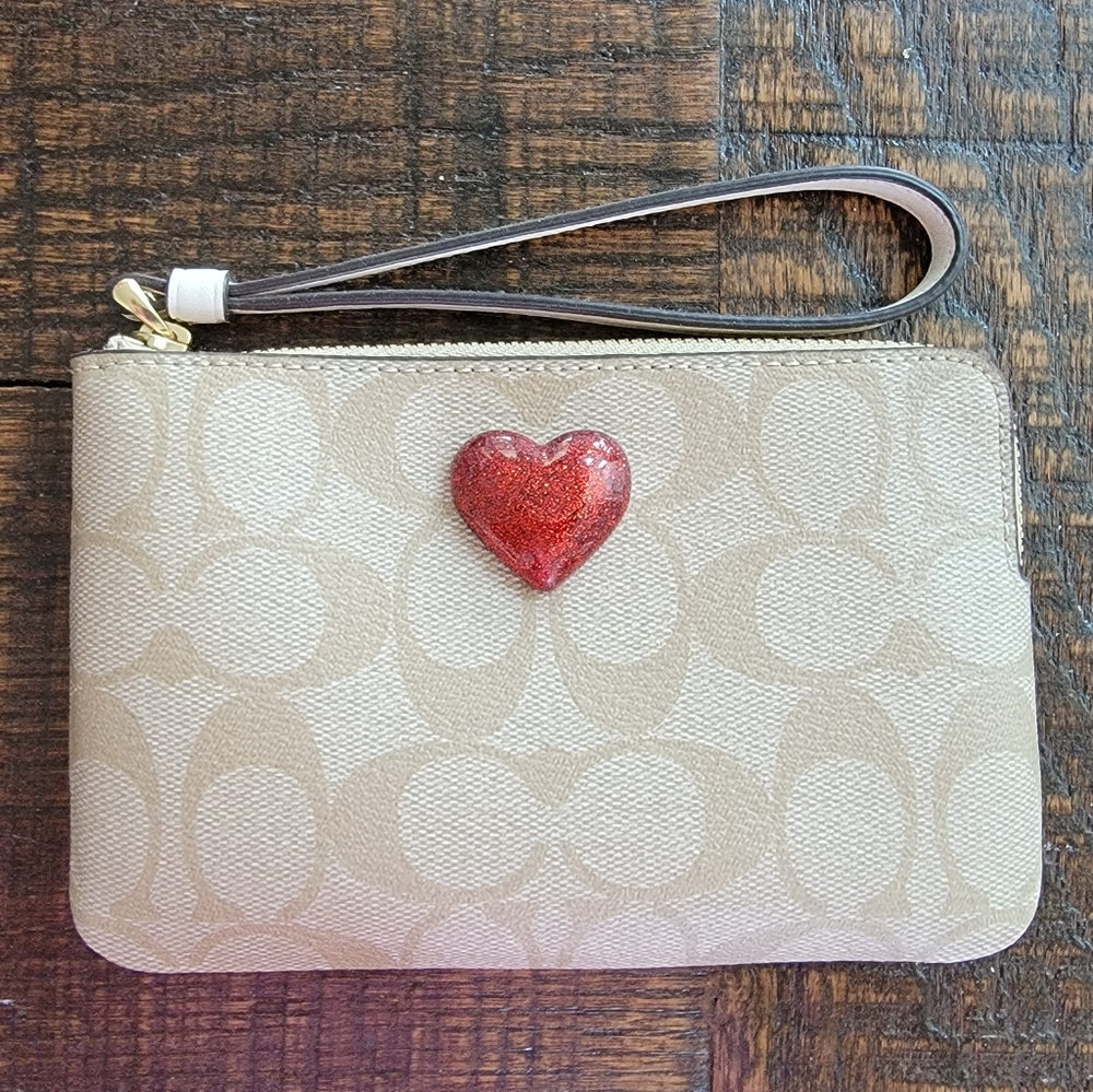 Coach heart wristlet